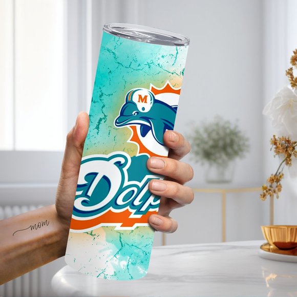 Miami Dolphins Tumbler, Dolphin Sublimation Tumbler, American Football Cup Gifts - Picture 2 of 4